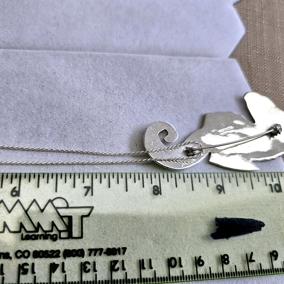 925 Alpaca Mexico Abalone Inlay Vintage Seahorse Pendant/Brooch Necklace - Picture 12 of 13